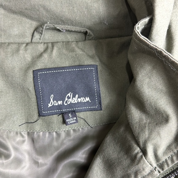 Sam Edelman green with gold sequin elbow anorak jacket size S - Picture 3 of 11